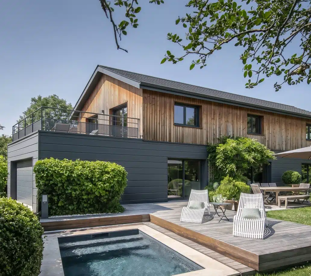 Maison ossature bois RE2020 Greenkub dans l’Orne