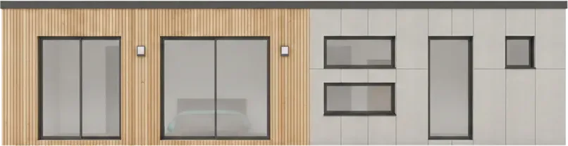 Maison ossature bois M100C, 100 m², élévation frontale