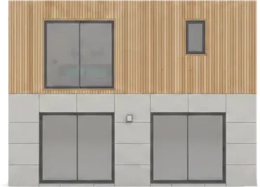 Maison ossature bois M60T, 60 m², élévation frontale