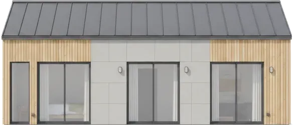 Maison ossature bois M70T, 70 m², élévation frontale