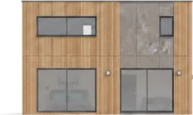 Maison ossature bois M90T, 90 m², élévation frontale