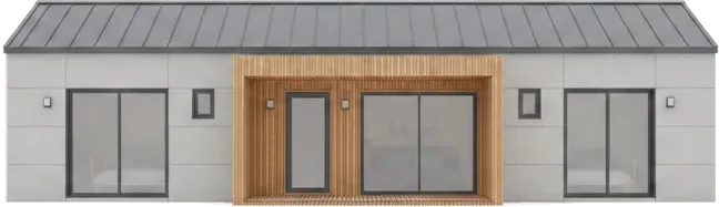 Maison ossature bois M90U, 90 m², élévation frontale