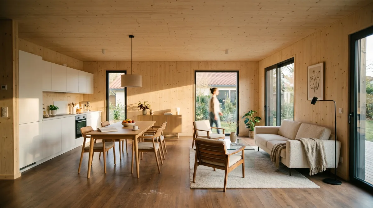 Maison ossature bois Greenkub M100C · Intérieur