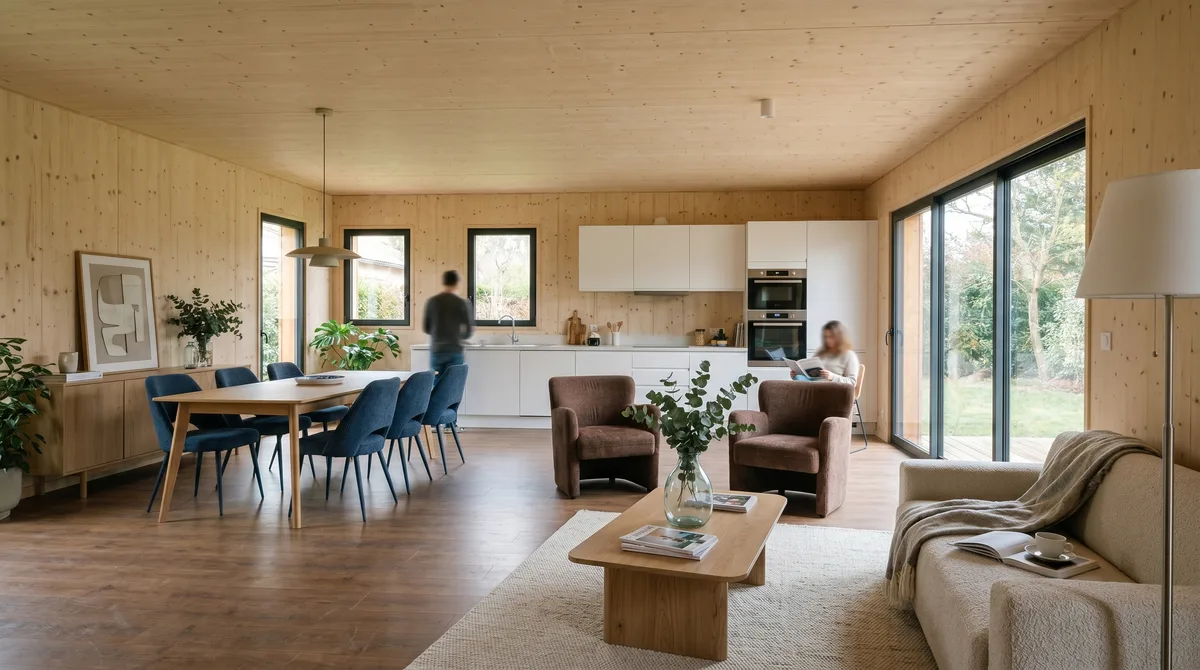 Maison ossature bois Greenkub M100UT · Intérieur