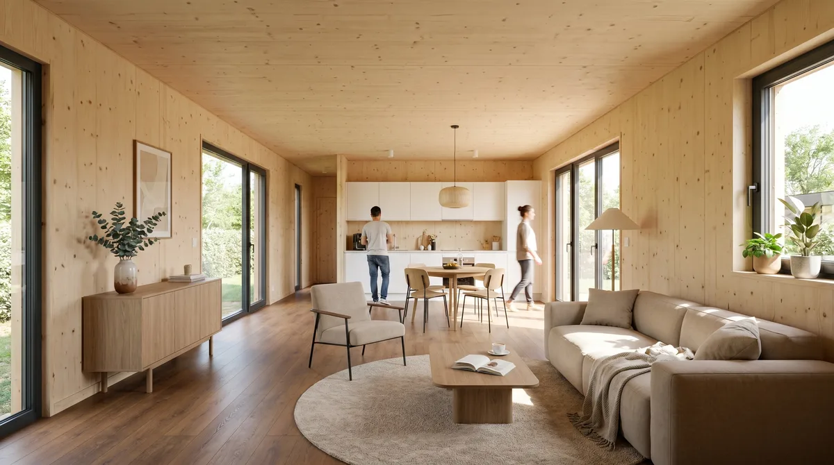 Maison ossature bois Greenkub M70L · Intérieur