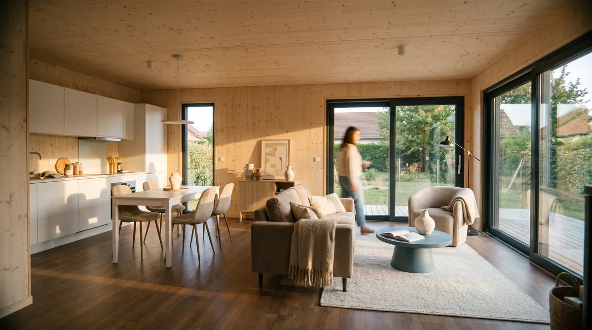 Maison ossature bois Greenkub M70R · Intérieur