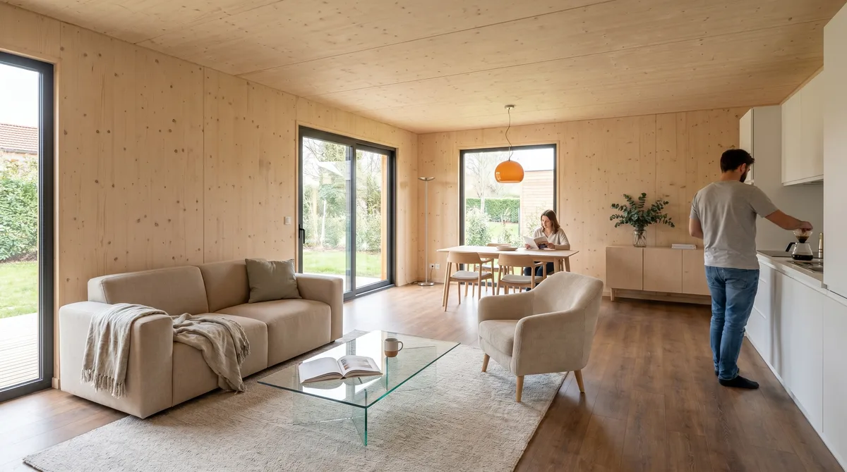 Maison ossature bois Greenkub M70T · Intérieur