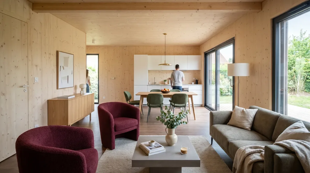 Maison ossature bois Greenkub M80T · Intérieur