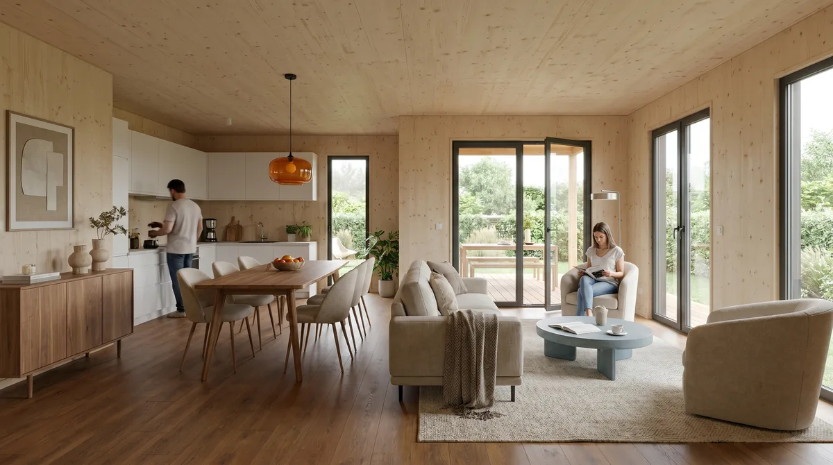 Maison ossature bois Greenkub M90U · Intérieur