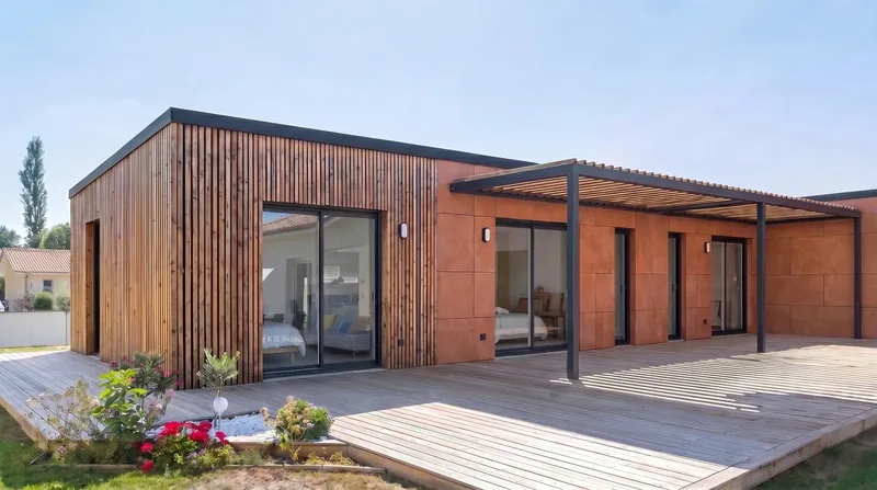 Maison ossature bois M100L de 100 m² en bois, clé en main Greenkub