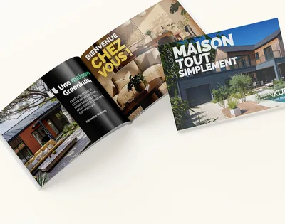 Catalogue des maisons en bois Greenkub, ouvert sur la couverture
