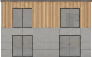 Maison ossature bois M100UT, 100 m², élévation frontale