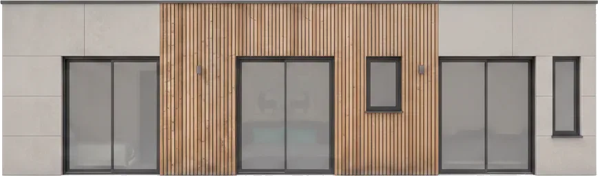 Maison ossature bois M60R, 60 m², élévation frontale