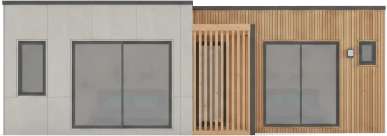 Maison ossature bois M70L, 70 m², élévation frontale