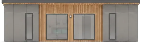 Maison ossature bois M80U, 80 m², élévation frontale