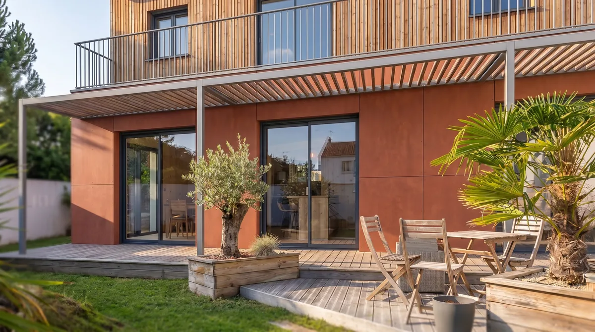 Maison en bois Greenkub M100T, 100 m², vue extérieure