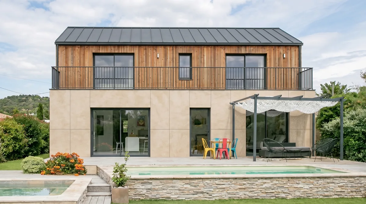 Maison en bois Greenkub M80T, 80 m², vue extérieure