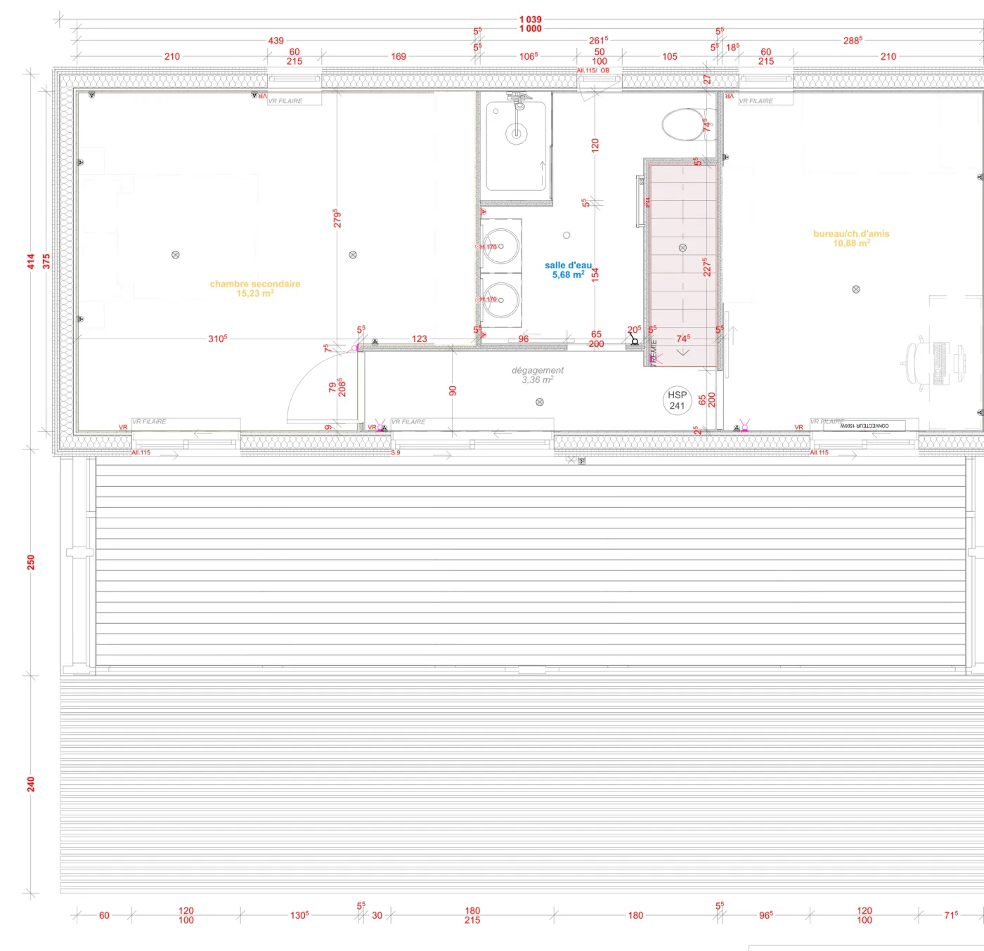 Plan coté de l'étage de la maison M100T, 100 m² à étage