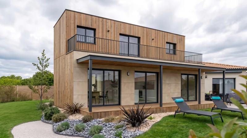 Maison ossature bois M90T de 90 m² en bois, clé en main Greenkub