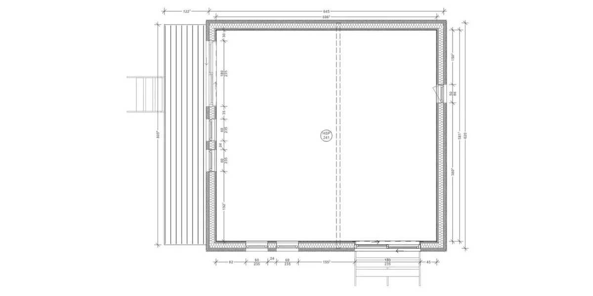 Plan coté du studio Greenkub GK40, 40 m² : séjour, coin nuit, kitchenette et salle d'eau