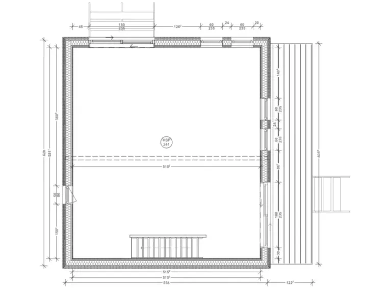 Plan coté du studio Greenkub GK40T, 40 m² au rez-de-chaussée : séjour, coin nuit, kitchenette et salle d'eau
