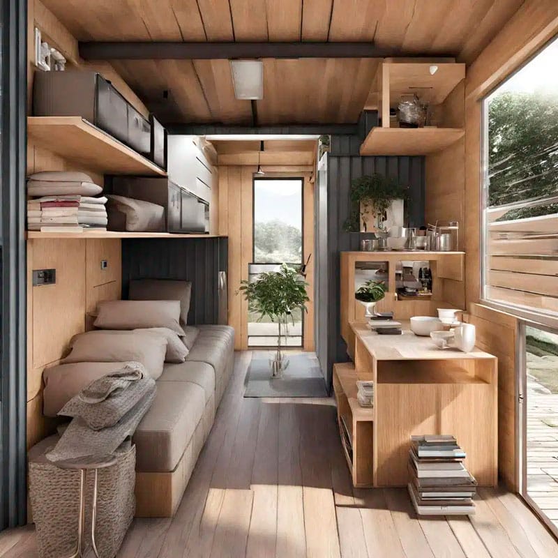 Aménagement intérieur d'une maison container