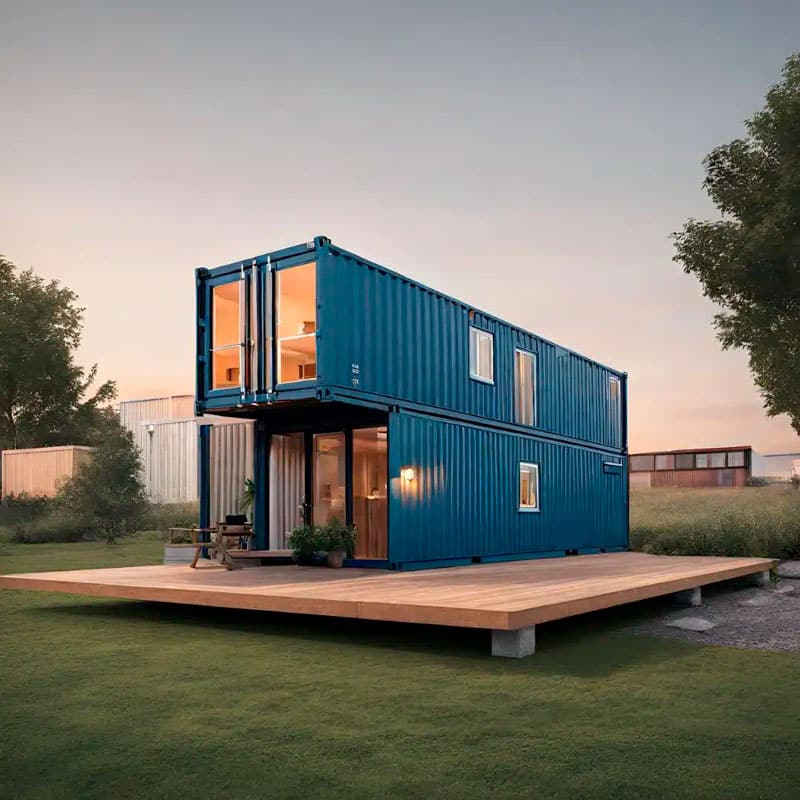 Une maison container avec un étage