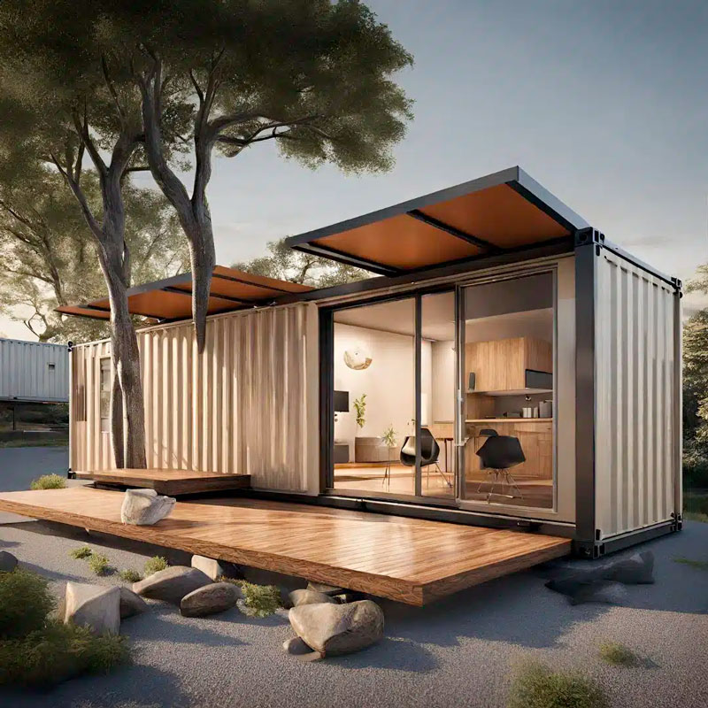 Une maison container avec des panneaux solaires