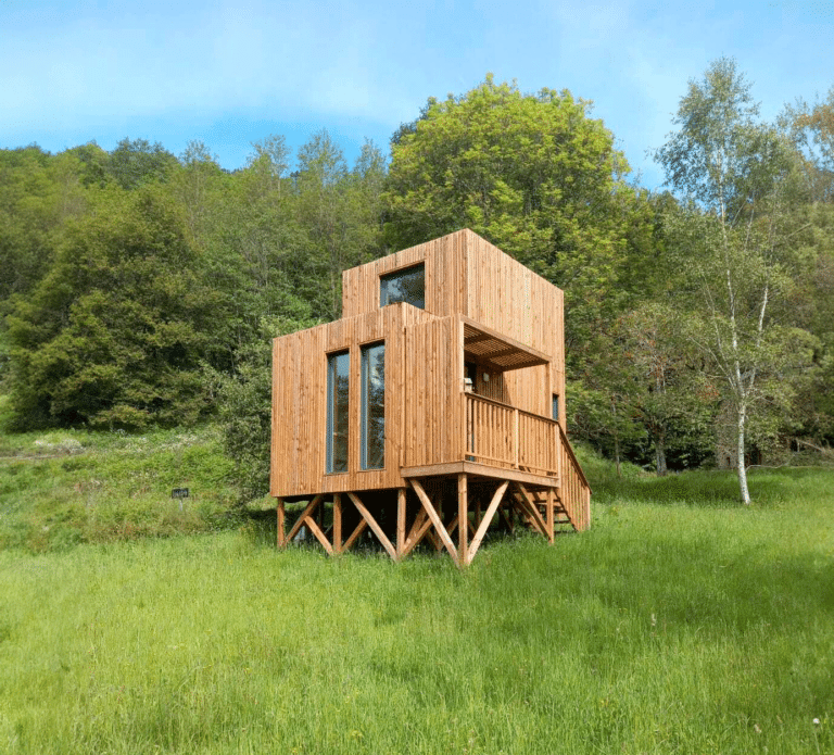 Tiny house en bois dans un grand jardin