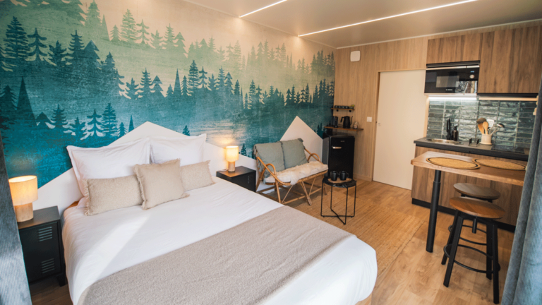 Espace de vie dans une maison en bois