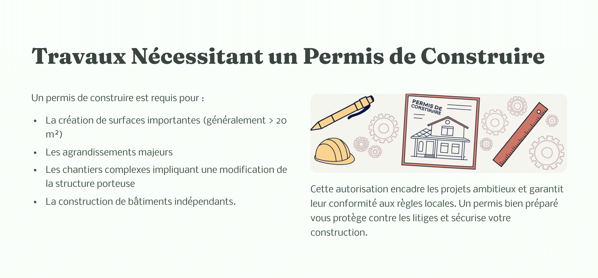 tableau seuils réglementaires travaux nécessitant permis de construire studio jardin