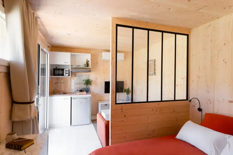 Espace nuit d'un studio modulaire Greenkub 20m²