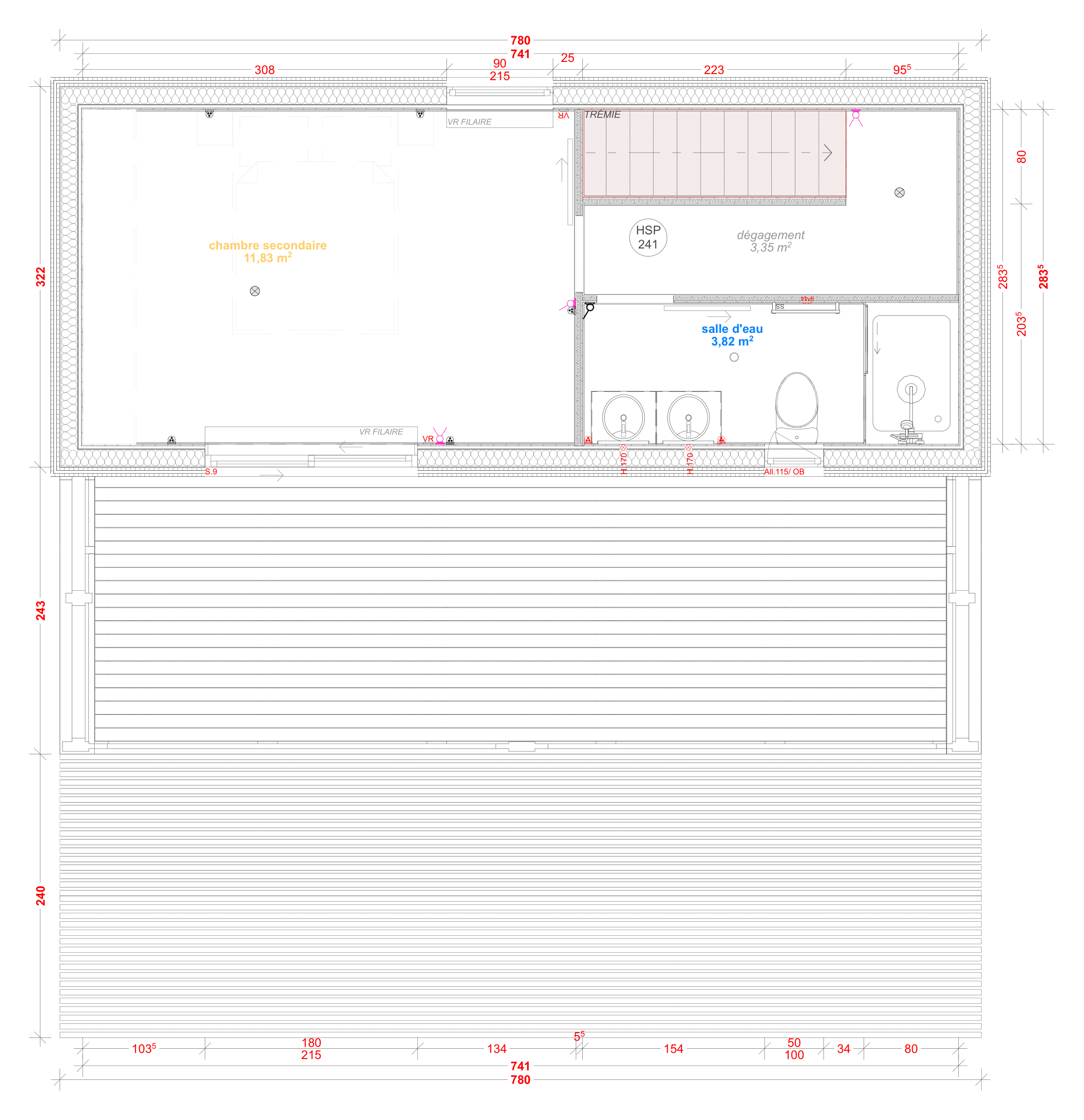 Plan coté étage M60T