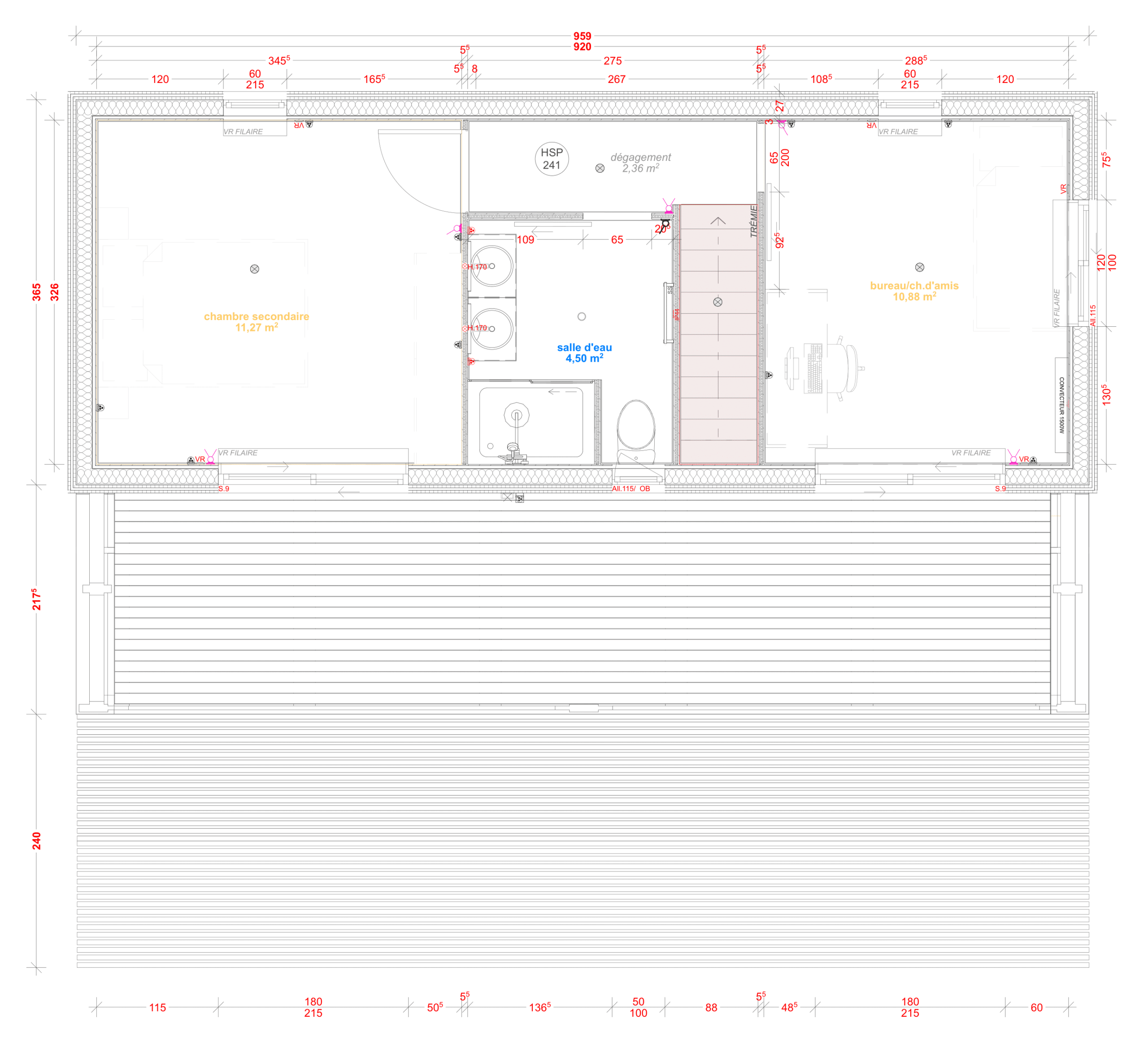 Plan coté étage M80T