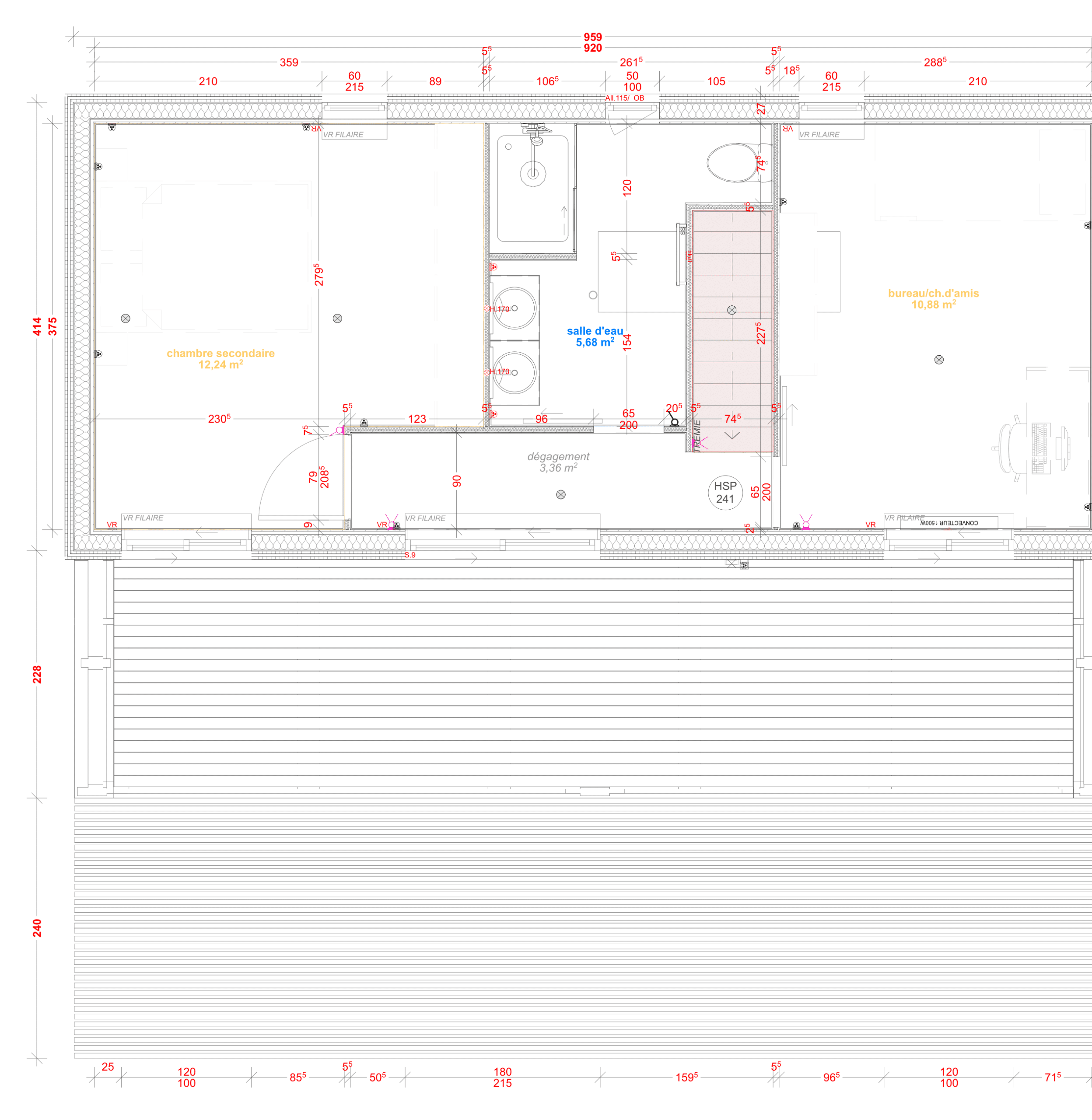 Plan coté étage M90T