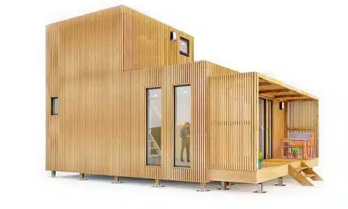 Un bureau de jardin en bois de 40m2 avec une mezzanine