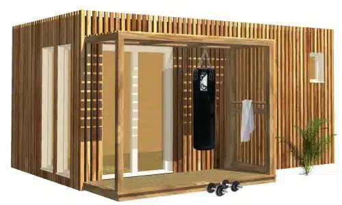 Salle de sport et de fitness dans un studio de jardin en bois Greenkub